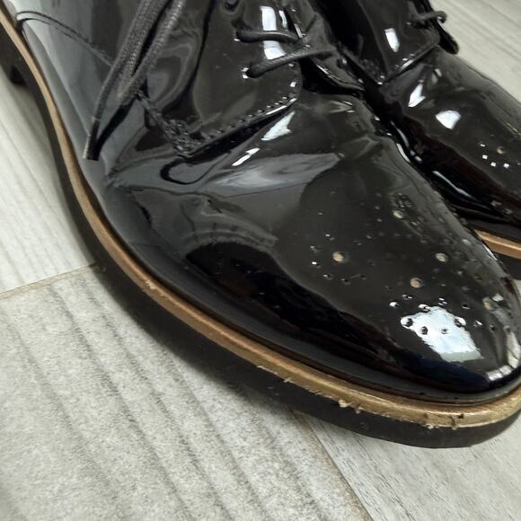 AGL Parker Lace-Up Black Patent Leather Oxford Lace Detail Shoes 39 8.5 - Picture 3 of 7